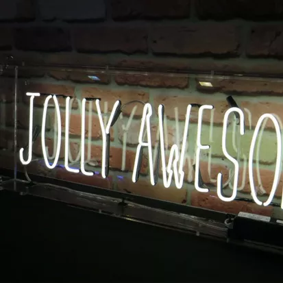 White Neon Sign fixed to Acrylic Backing Tray